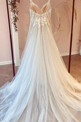 Lange A-Line Tule Sweetheart Appliques Lace Wedding Jurk