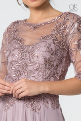 Long Formal Embroidered Mother of the Bride Chiffon Gown
