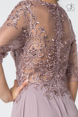 Long Formal Embroidered Mother of the Bride Chiffon Gown