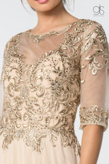 Long Formal Embroidered Mother of the Bride Chiffon Gown