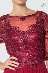 Long Formal Embroidered Mother of the Bride Chiffon Gown