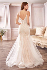 Cinderella Divine S401 Long Formal Mermaid Style Wedding Gown
