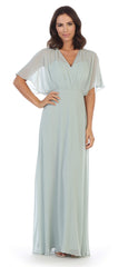 Long Formal Mother of the Bride Draped Chiffon Gown