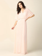 Long Formal Mother of the Bride Draped Chiffon Gown
