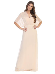 Long Formal Mother of the Bride Draped Chiffon Gown