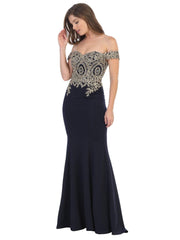 Long Formal Off Shoulder Fitted Mermaid Dress