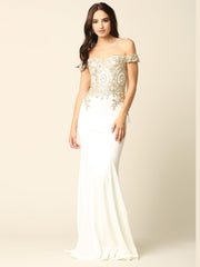 Long Formal Off Shoulder Fitted Mermaid Dress