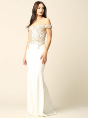 Long Formal Off Shoulder Fitted Mermaid Dress