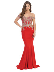 Long Formal Off Shoulder Fitted Mermaid Dress