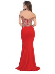 Long Formal Off Shoulder Fitted Mermaid Dress