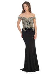 Long Formal Off Shoulder Fitted Mermaid Dress