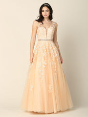Long Formal Sleeveless Prom Ball Gown