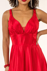 Long Formal Sleeveless Satin Prom Dress