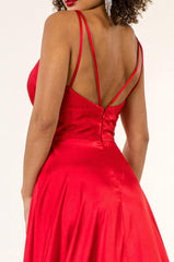 Long Formal Sleeveless Satin Prom Dress