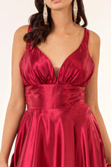 Long Formal Sleeveless Satin Prom Dress
