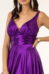 Long Formal Sleeveless Satin Prom Dress