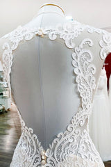 Lange zeemeermin kant lieverd open rug trouwjurk met appliques kant