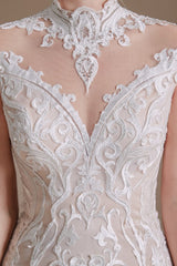 Long Mermaid Lace Wedding Dress with Sleeves - Charming and Elegant