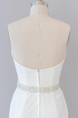 Lange zeemeermin strapless tule kant trouwjurk