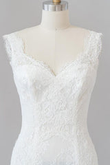Lange zeemeermin lieverd kanten backless trouwjurk