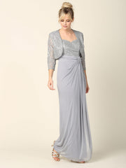 Long Mother of the Bride 2 Piece Formal Bolero Dress