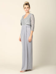 Long Mother of the Bride 2 Piece Formal Bolero Dress