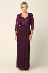 Long Mother of the Bride 2 Piece Formal Bolero Dress