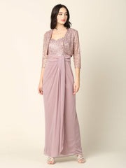 Long Mother of the Bride 2 Piece Formal Bolero Dress