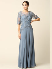 Long Mother of the Bride Formal Embroidered Dress