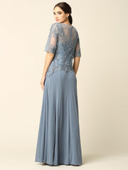 Long Mother of the Bride Formal Embroidered Dress