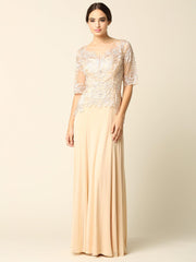 Long Mother of the Bride Formal Embroidered Dress