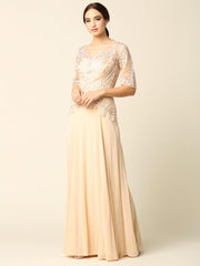 Long Mother of the Bride Formal Embroidered Dress