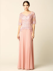 Long Mother of the Bride Formal Embroidered Dress