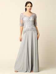 Long Mother of the Bride Formal Embroidered Dress