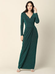 Long Mother of the Bride Formal Metallic Dress