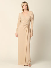 Long Mother of the Bride Formal Metallic Dress