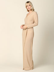 Long Mother of the Bride Formal Metallic Dress