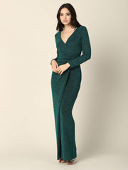Long Mother of the Bride Formal Metallic Dress