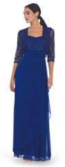 Long Mother of the Bride Lace Chiffon Jacket Dress