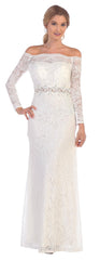 Long Off Shoulder Formal Lace Evening Party Dress