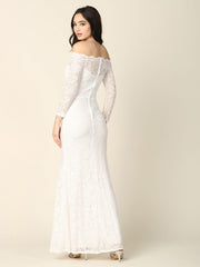 Long Off Shoulder Formal Lace Evening Party Dress