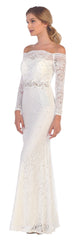 Long Off Shoulder Formal Lace Evening Party Dress