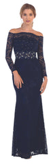 Long Off Shoulder Formal Lace Evening Party Dress