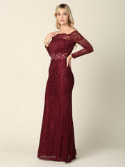 Long Off Shoulder Formal Lace Evening Party Dress