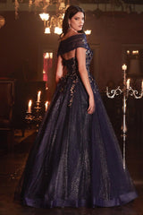 Cinderella Divine CD955 Long Off Shoulder Prom Gown