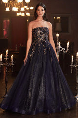 Cinderella Divine CD955 Long Off Shoulder Prom Gown