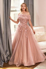 Cinderella Divine CD955 Long Off Shoulder Prom Gown