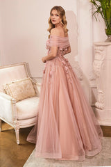 Cinderella Divine CD955 Long Off Shoulder Prom Gown