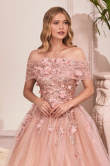 Cinderella Divine CD955 Long Off Shoulder Prom Gown