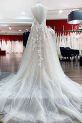 Lange prinses tulle v nek pailletten kanten appliques trouwjurk